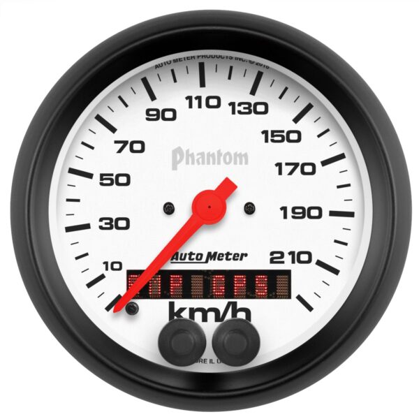 AUTOMETER 3 3/8 Inch G P S Speedometer Gauge, 225 K M Per Hour, Phantom