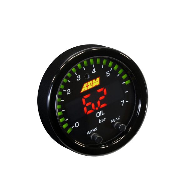 A E M X-Series 2/16" Oil Or Fuel Pressure Gauge Kit, 100 P S I / 7 BAR, Black - Oil BAR Face