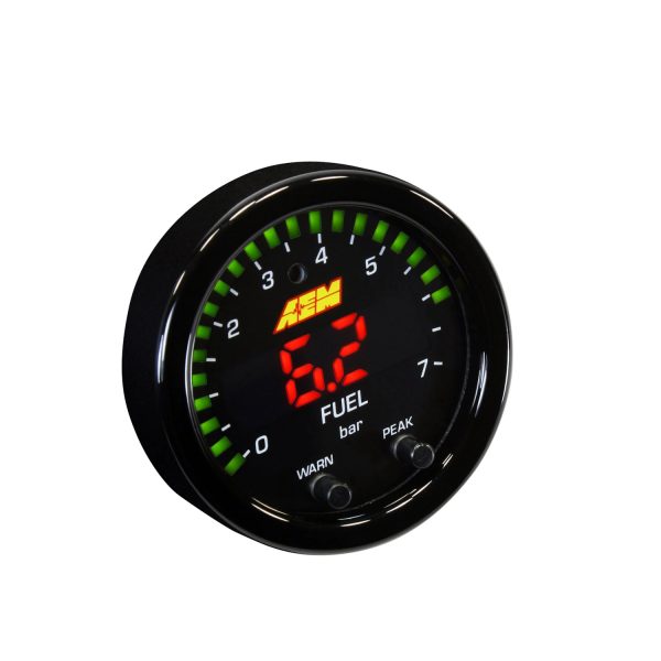 A E M X-Series 2/16" Oil Or Fuel Pressure Gauge Kit, 100 P S I / 7 BAR, Black - Fuel BAR Face