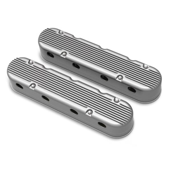 HOLLEY Two Piece Finned Alloy Valve Rocker Cover, L S 1, L S 2, L S 3, L S 6 and LS7, Raw Aluminium - Top View