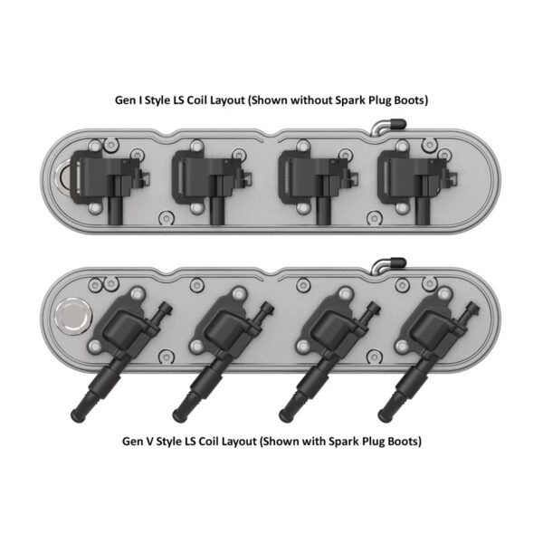 HOLLEY Two Piece Finned Alloy Valve Rocker Cover, L S 1, L S 2, L S 3, L S 6 and LS7, Raw Aluminium - Coil Mounts