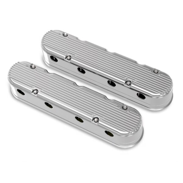 HOLLEY Two Piece Finned Alloy Valve Rocker Cover, L S 1, L S 2, L S 3, L S 6 and L S 7 engines, Polished Aluminium - Top View