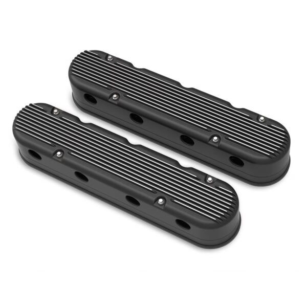 HOLLEY Two Piece Finned Alloy Valve Rocker Cover, L S 1, L S 2, L S 3, L S 6 and L S 7 Engines, Black - Top View