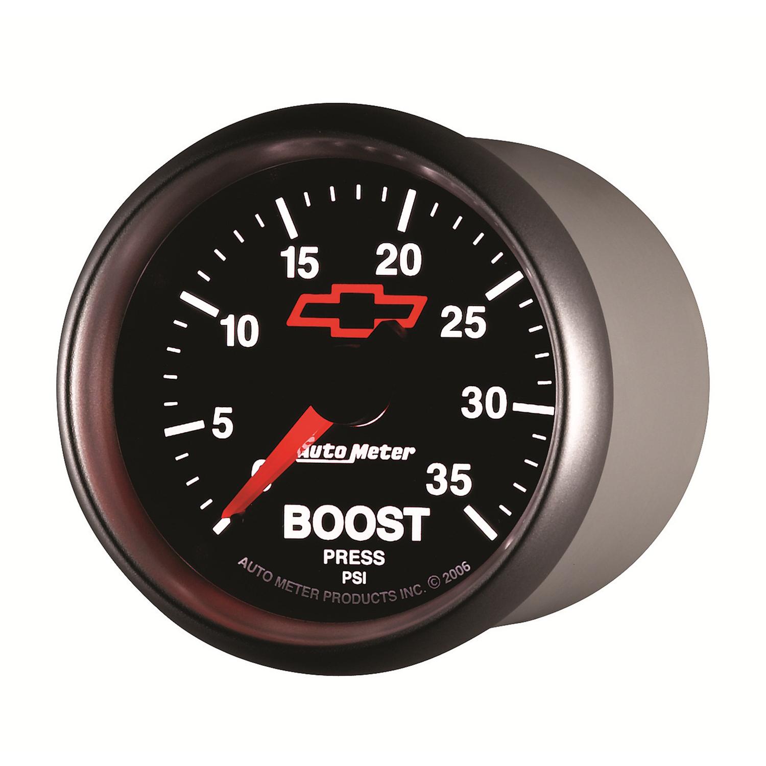 Autometer Boost Gauge 2 116 35psi Mechanical Chevy Red Bowtie Black