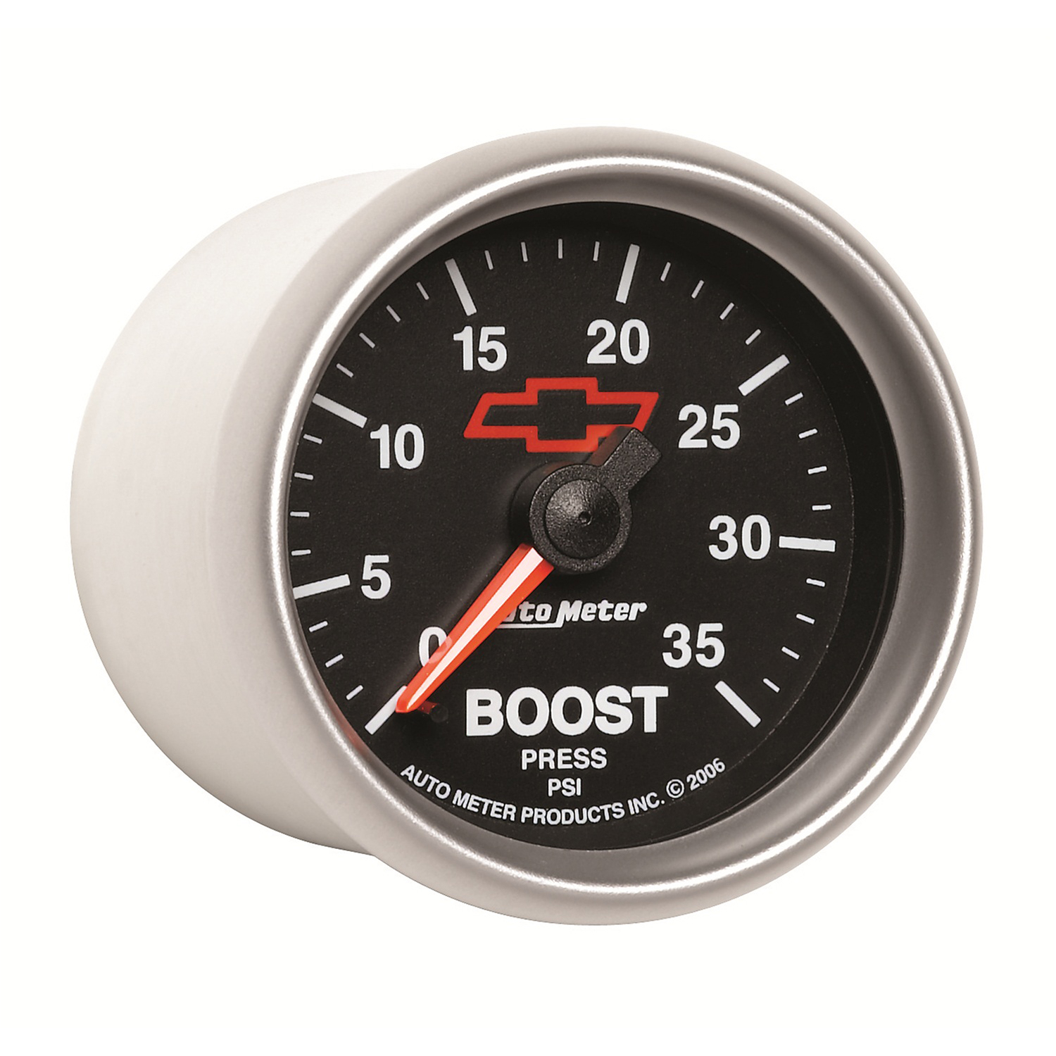Autometer Boost Gauge 2 116 35psi Mechanical Chevy Red Bowtie Black